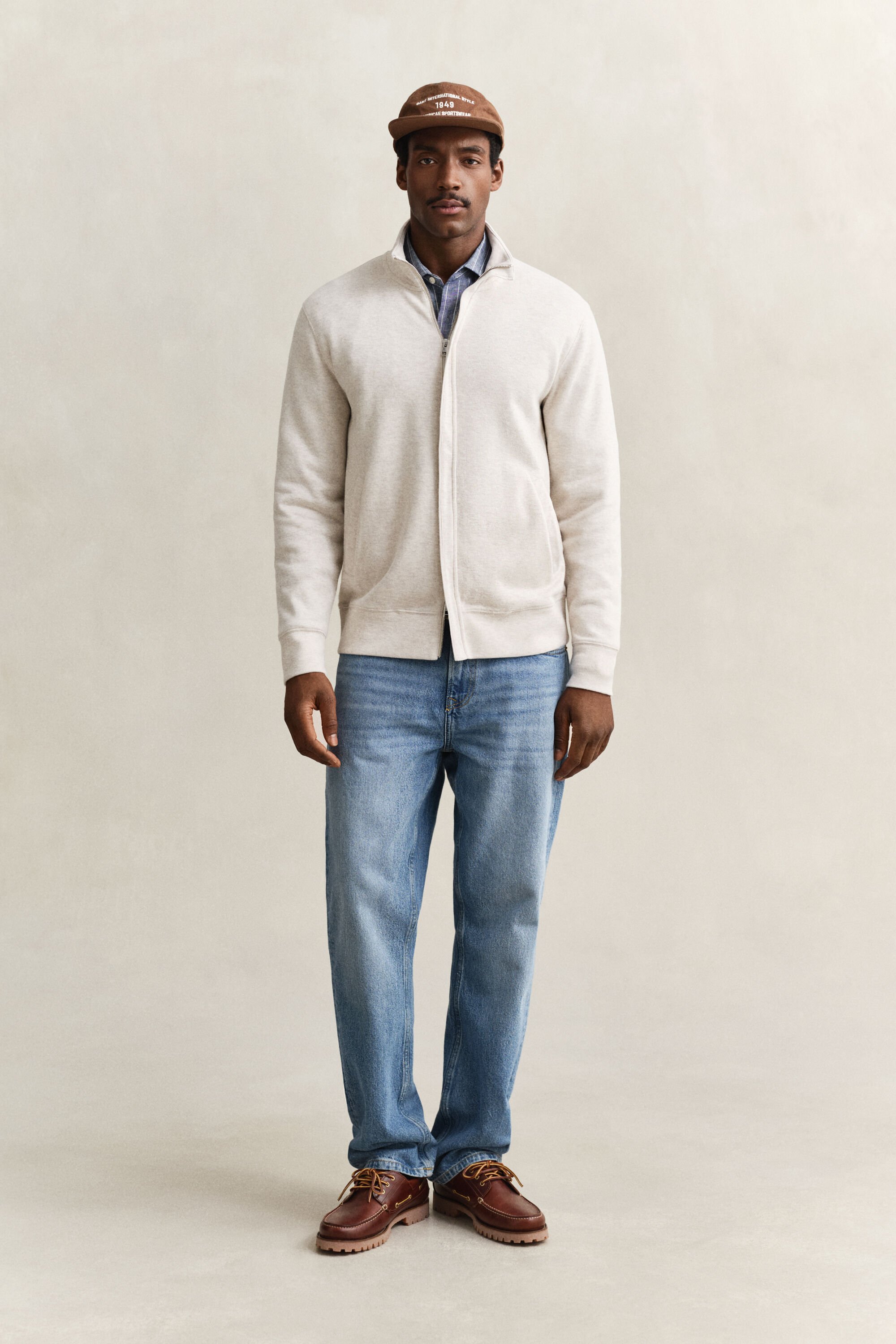 Sacker rib sweatshirt med lynlås