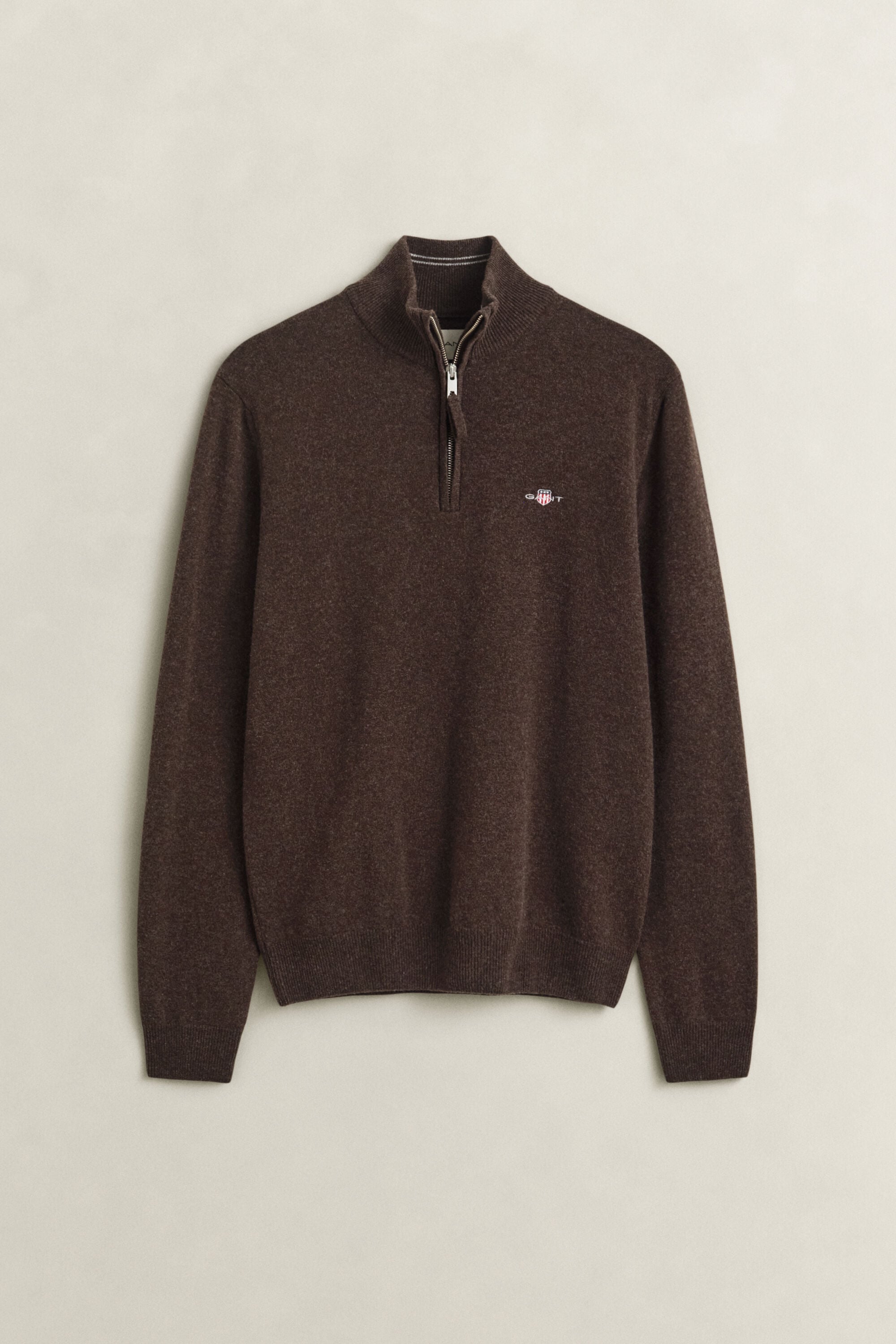Sweater i lammeuld med halv lynlås