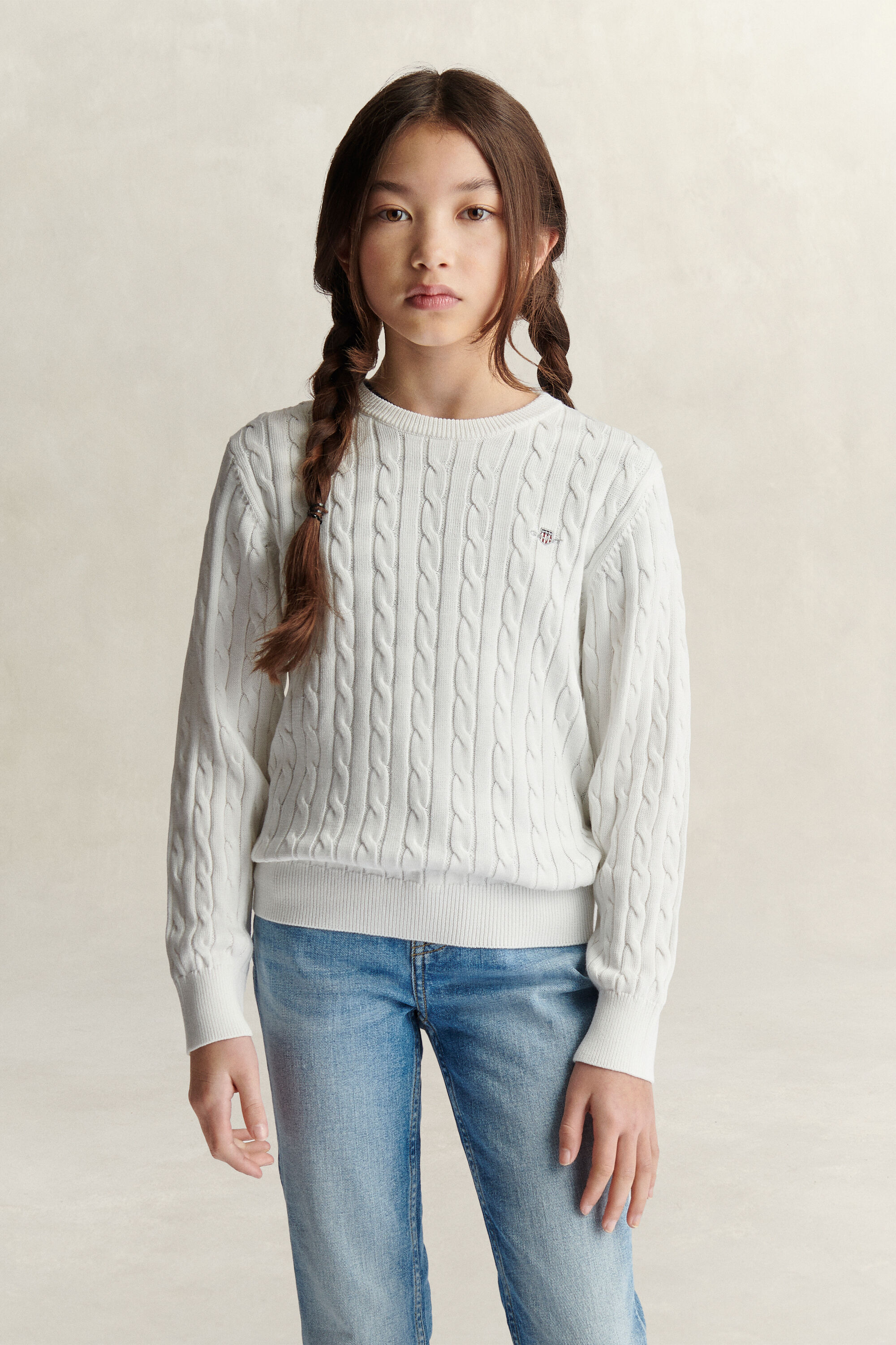 Teen Girls kabelstrikket sweater
