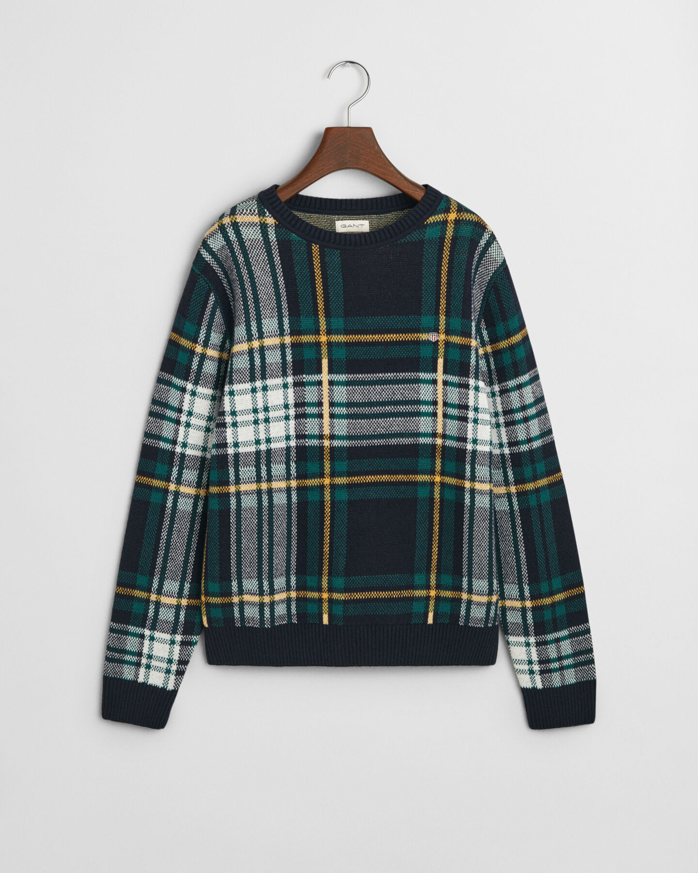 Teens strikket sweater med crewneck og tern