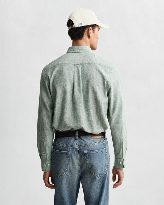 Regular fit skjorte af bomuld og hør