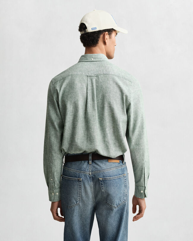 Regular fit skjorte af bomuld og hør