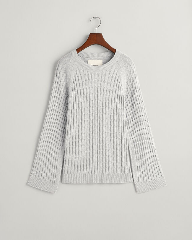 Crewneck sweater med kabelstrik
