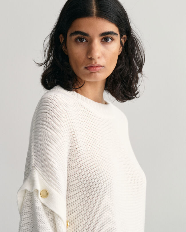 Oversized stribet sweater med crewneck