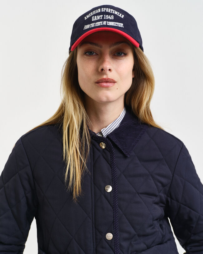 Quiltet jakke med detaljer i jernbanefløjl