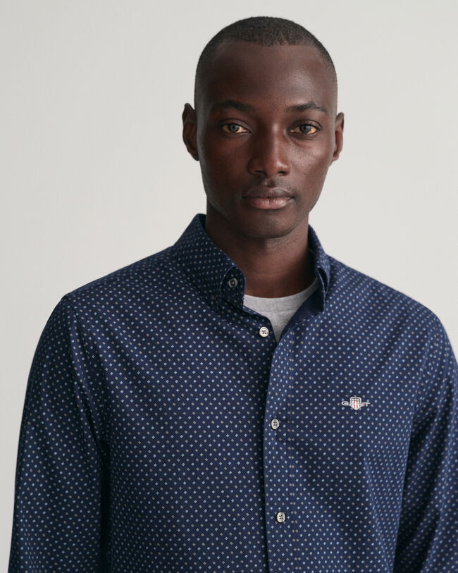 Regular fit skjorte med mikro-tryk