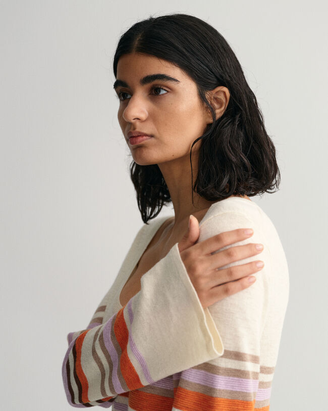 Flerstribet kjole med crewneck