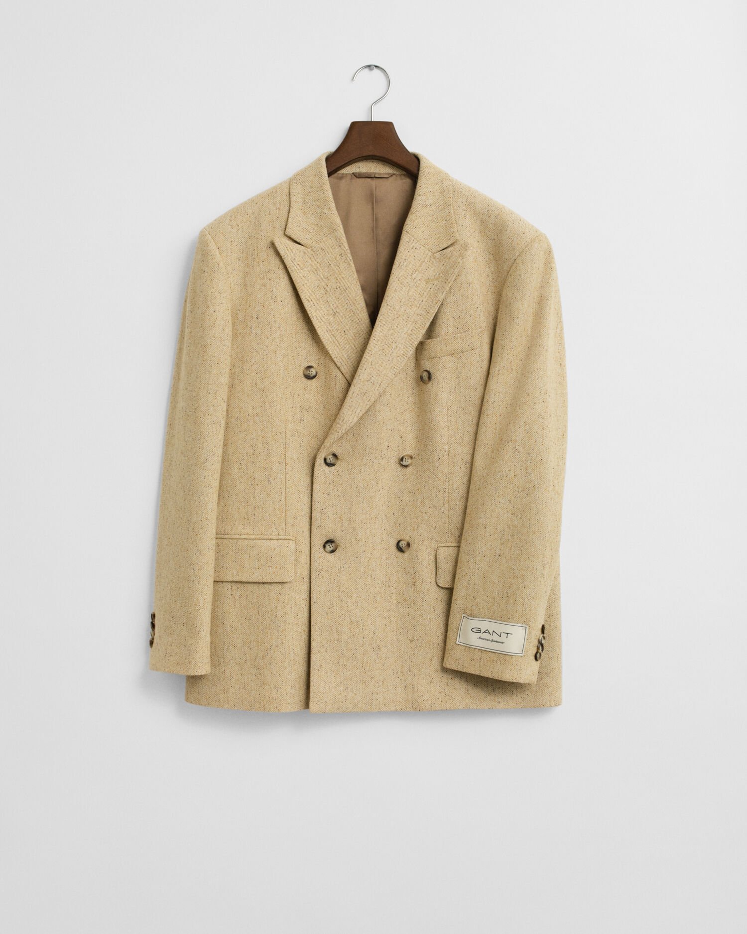 Relaxed fit jakkesæt-jakke med nister og sildebensmønster