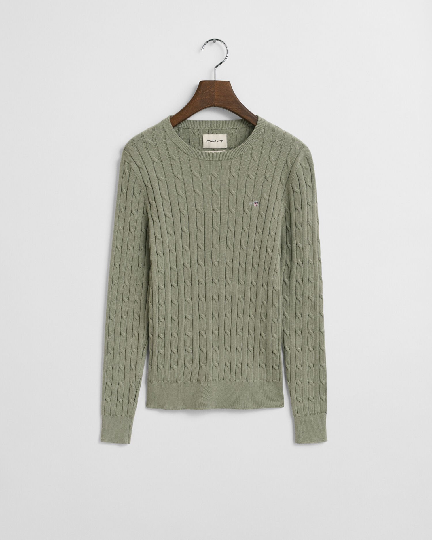 Crewneck sweater med kabelstrik