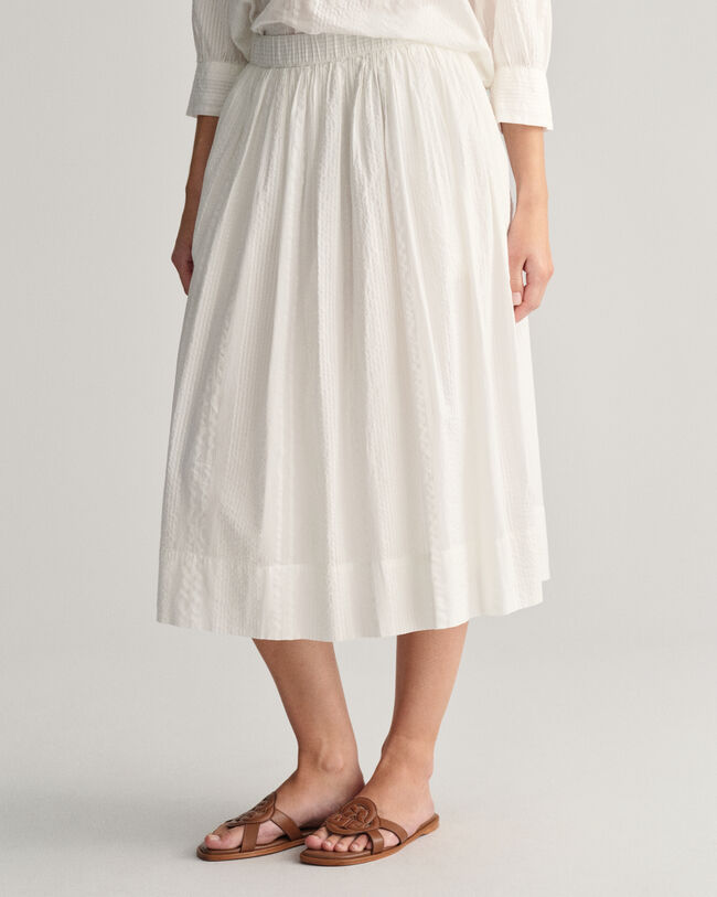 Seersucker-stribet pull-on nederdel