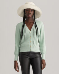 Ribstrikket cardigan af bomuld