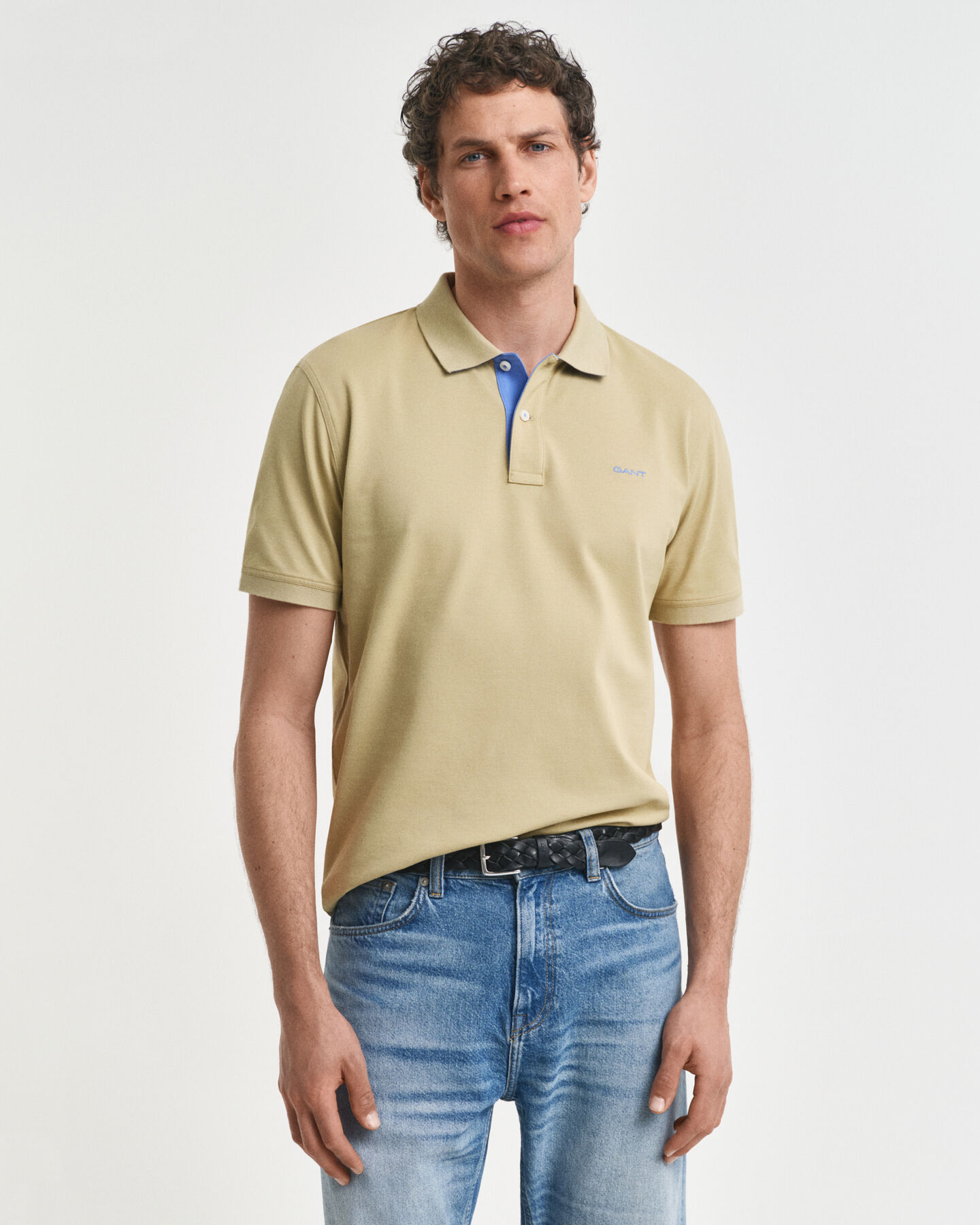 Kontrastfarvet piqué poloskjorte