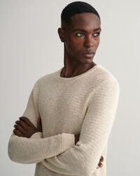 Tekstureret crewneck sweater af bomuld og h&oslash;r