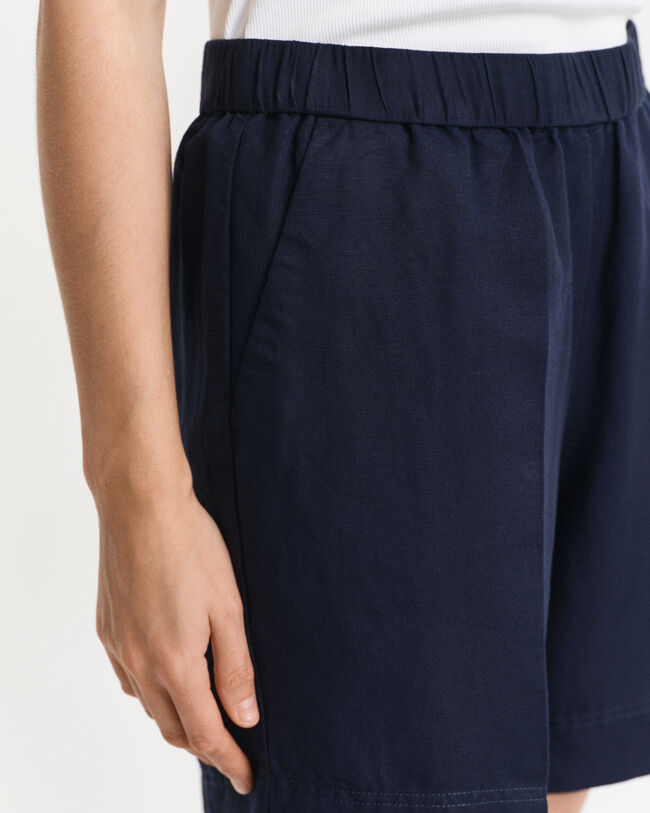 Relaxed fit pull-on shorts i hørblanding