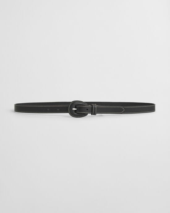 Bælte med læderbetrukket spænde