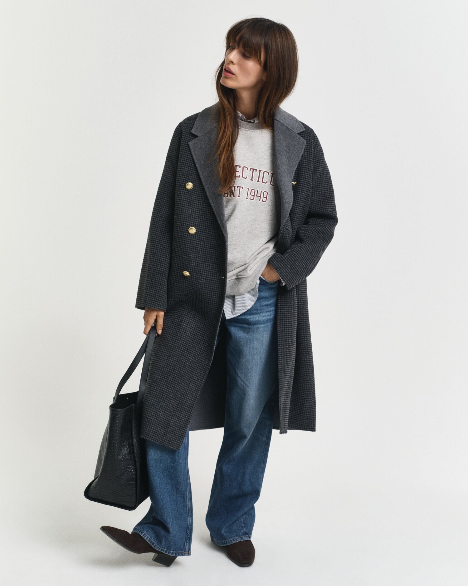 Sweatshirt med tryk og crewneck