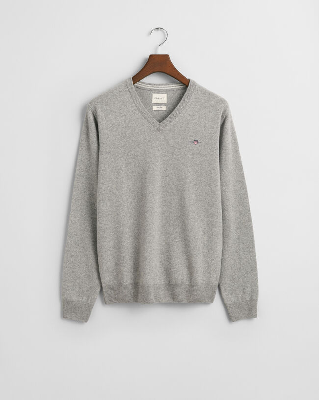 Sweater med V-hals af ekstra fin lammeuld