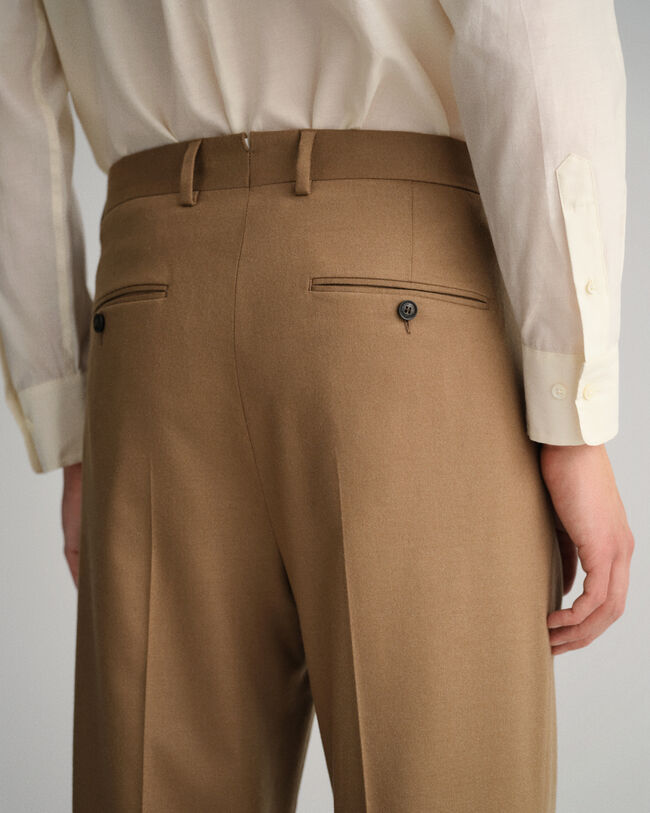 Jakkesæt-bukser af flannel med brede ben