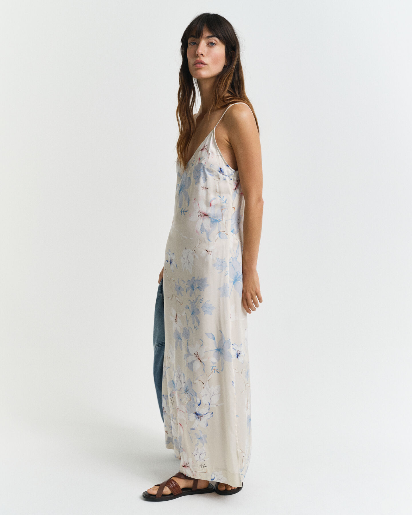 Slipkjole med blomstertryk