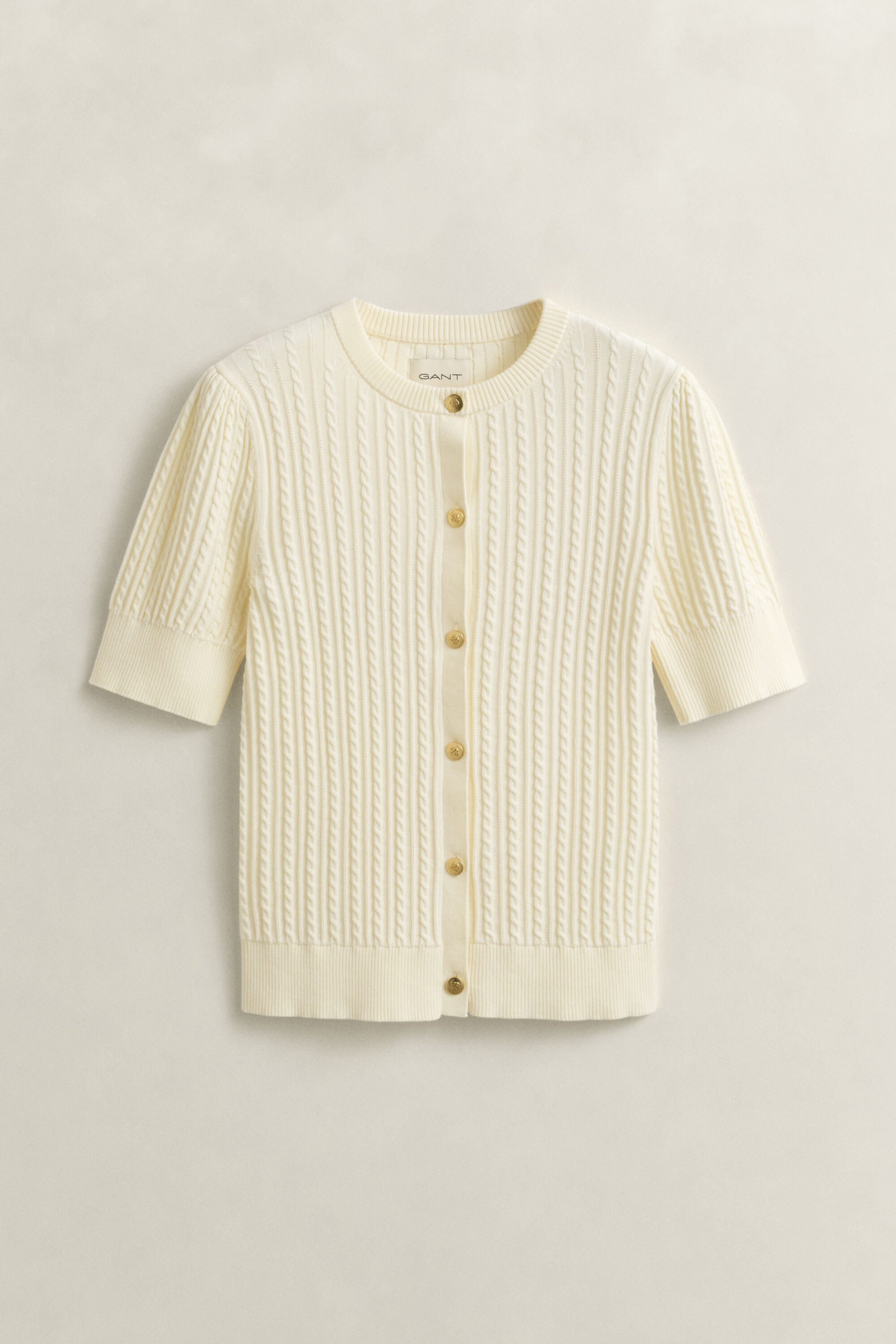 Cardigan af bomuld med kabelstrik