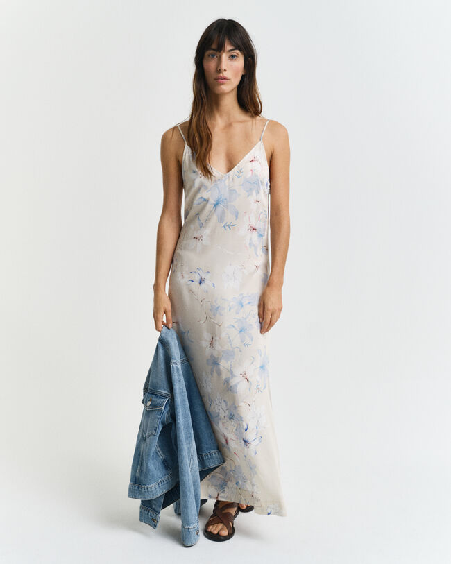 Slipkjole med blomstertryk