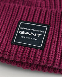 Ribstrikket beanie af bomuld