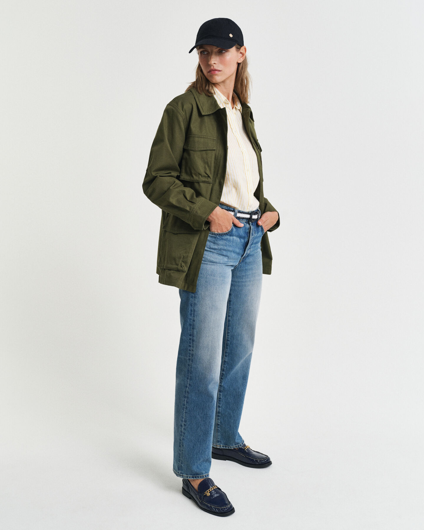 Regular fit stribet skjorte af hør