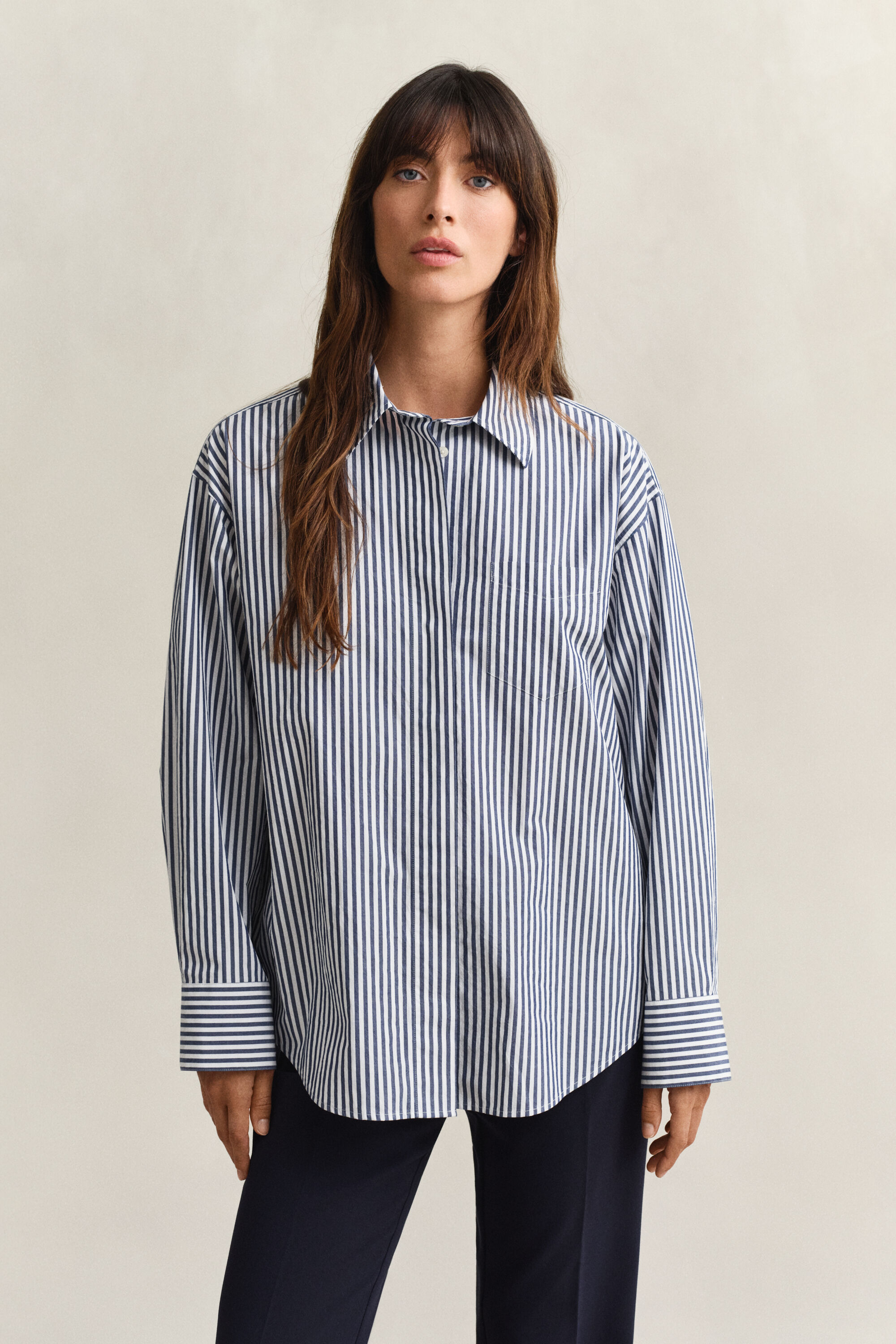 Stribet poplin-skjorte