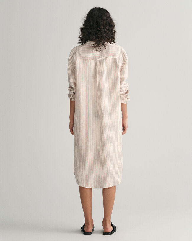 Stribet skjortekjole af hør