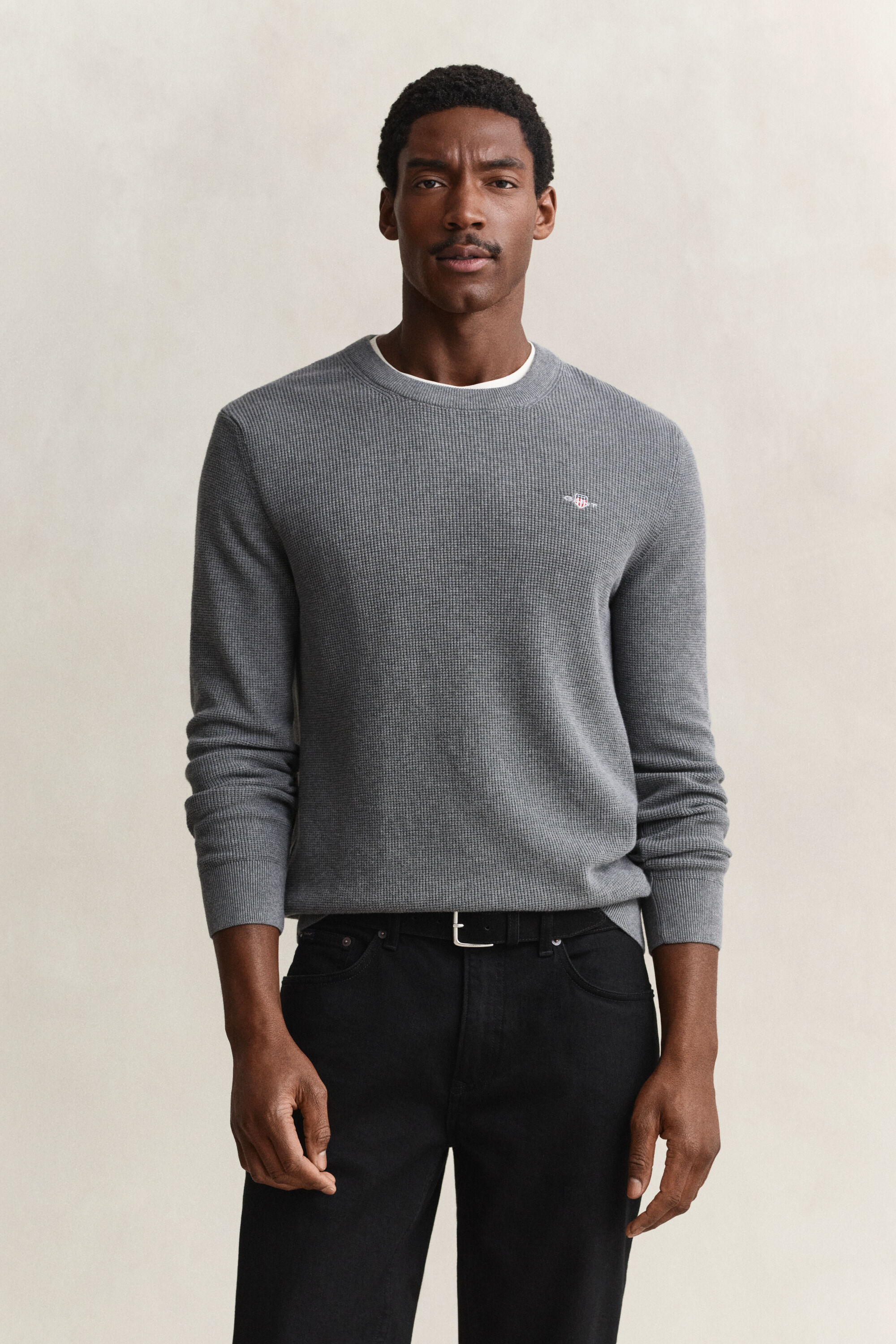 Tekstureret crewneck sweater af bomuld