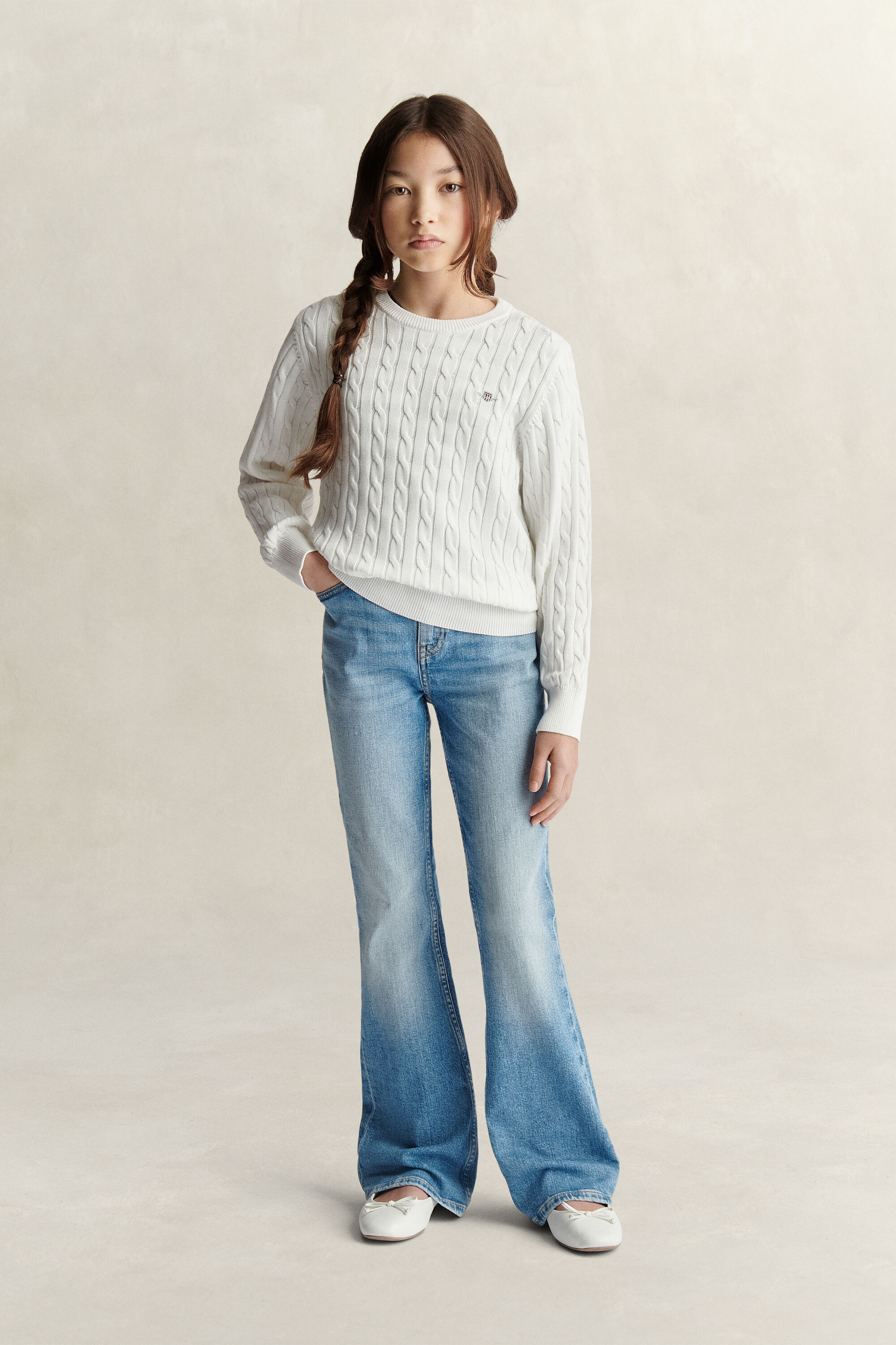 Teen Girls kabelstrikket sweater