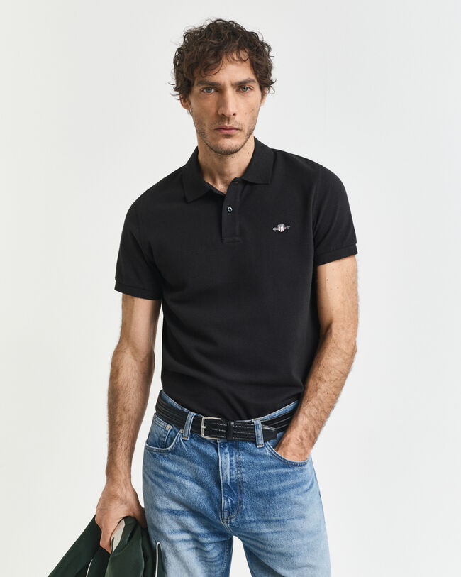 Slim fit Shield Piqué poloskjorte