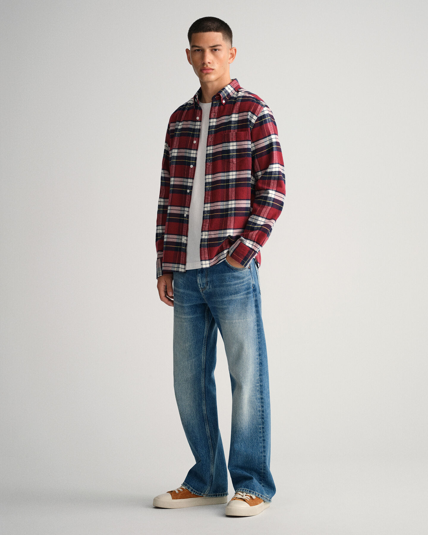 Regular fit ternet flannelskjorte