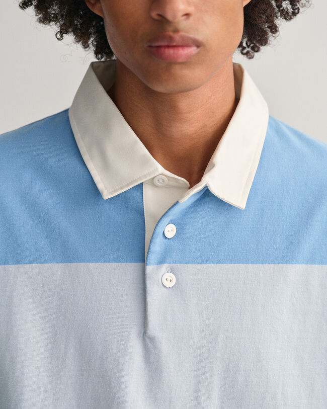 Retro blokstribet kort&aelig;rmet Rugger