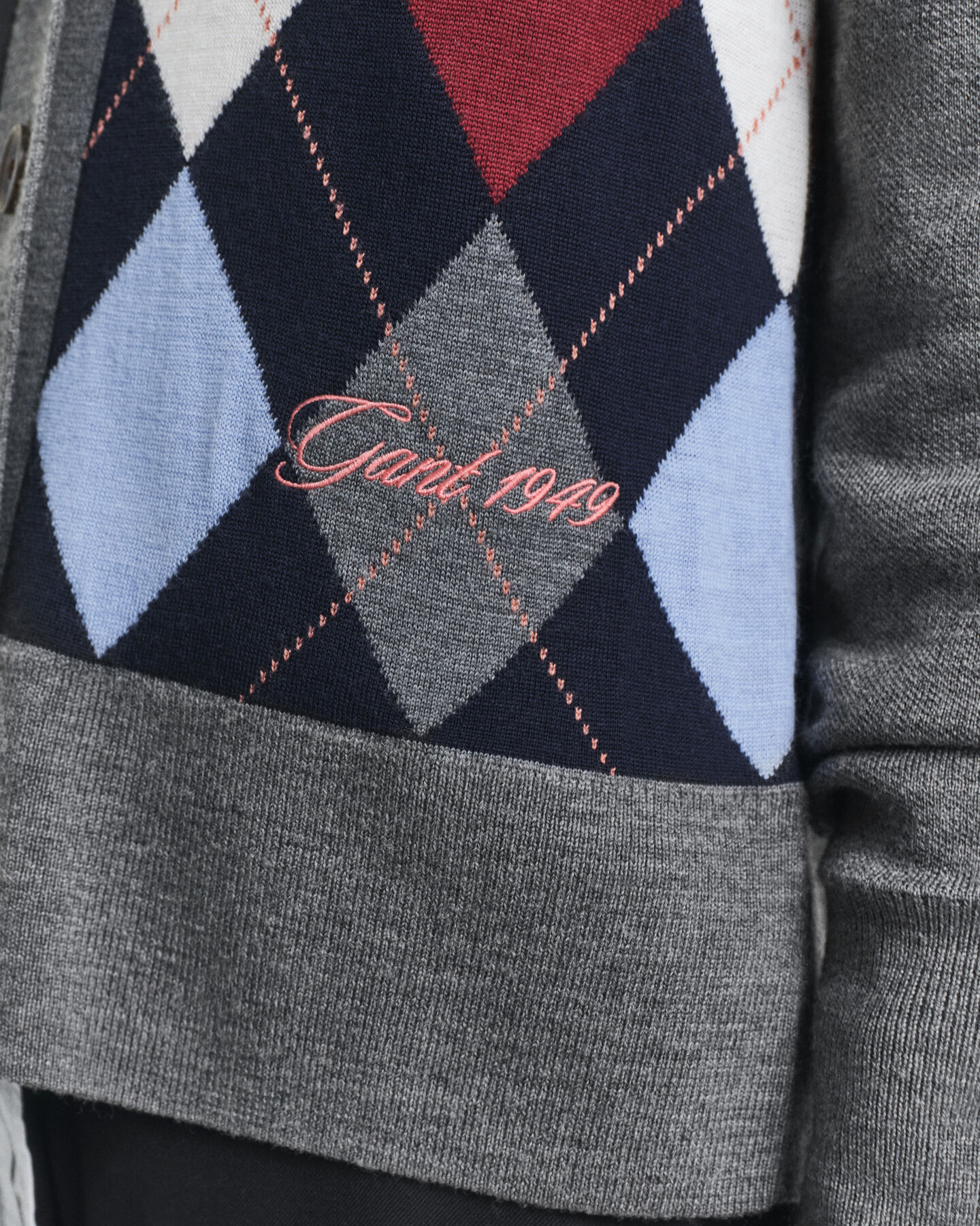 Argyle cardigan med V-hals