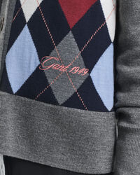 Argyle cardigan med V-hals