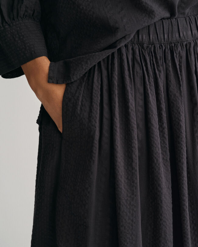 Seersucker-stribet pull-on nederdel