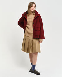 Sweater i uld med bred ribstrik og st&aring;ende krave