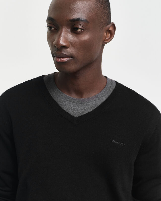 Sweater med V-hals sweater af ekstra fin merinould