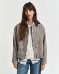 Uldjakke med kontrastfarvet krave