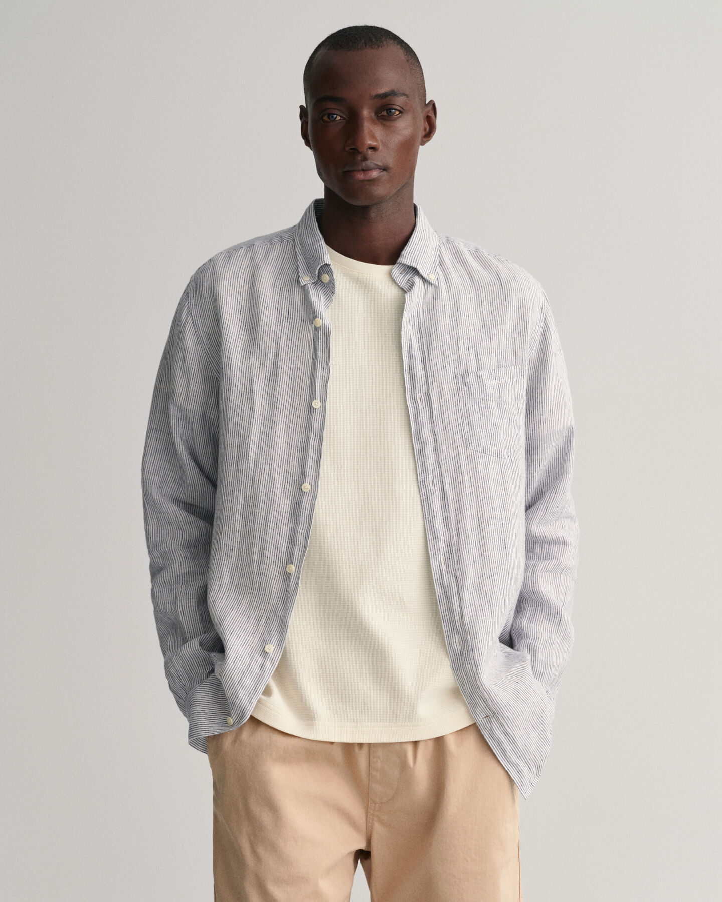 Regular fit stribet skjorte af h&oslash;r