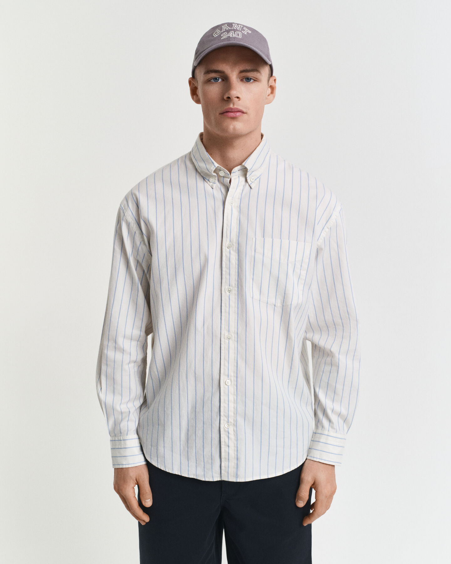 Relaxed fit Luxury Oxford skjorte med striber