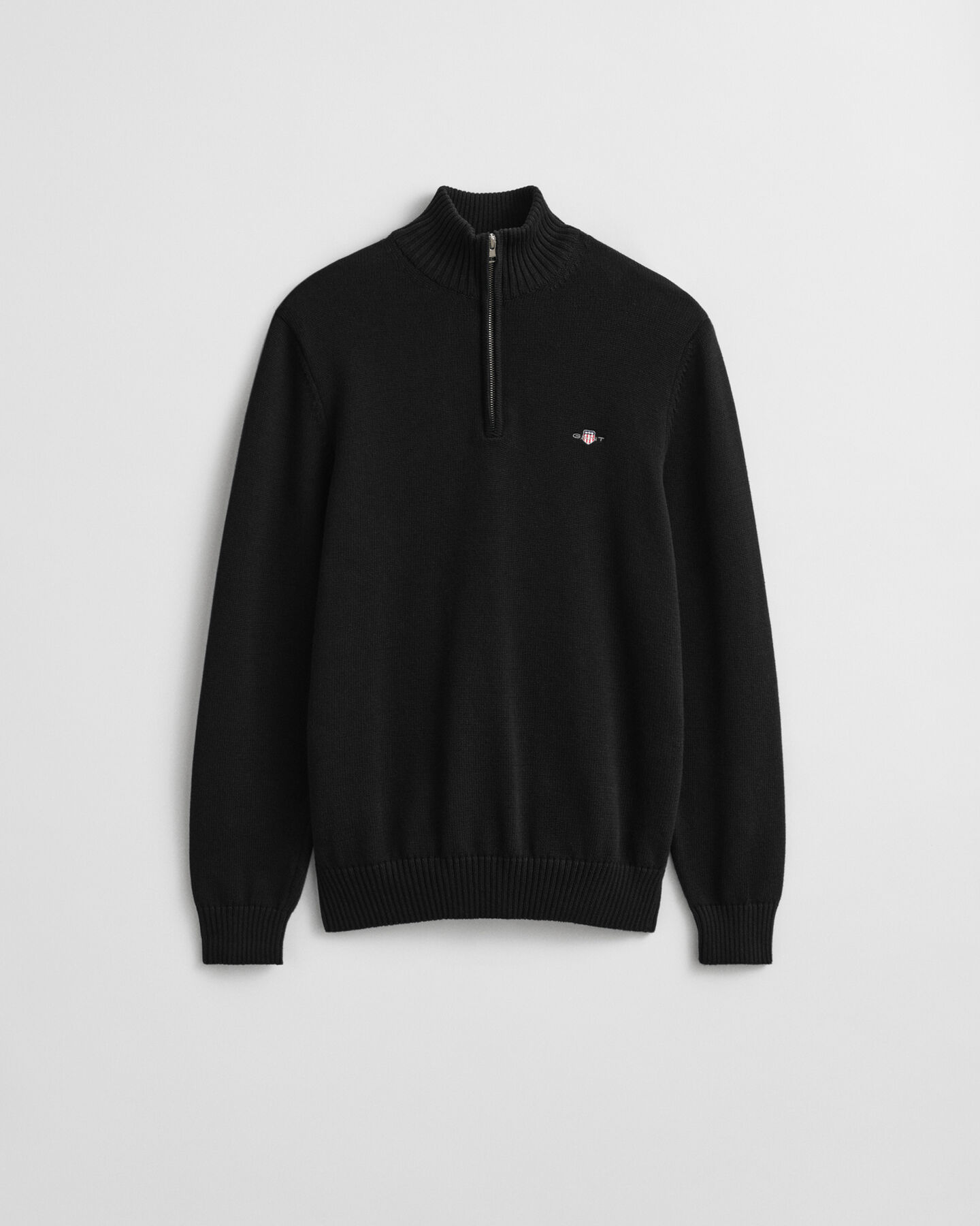 Afslappet sweater i bomuld med halv lynlås