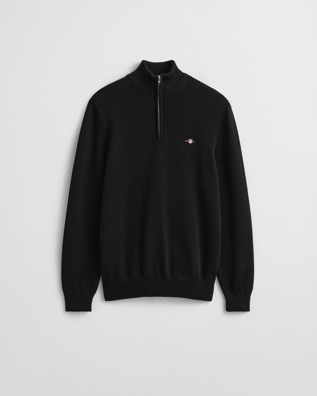 Afslappet sweater i bomuld med halv lynlås