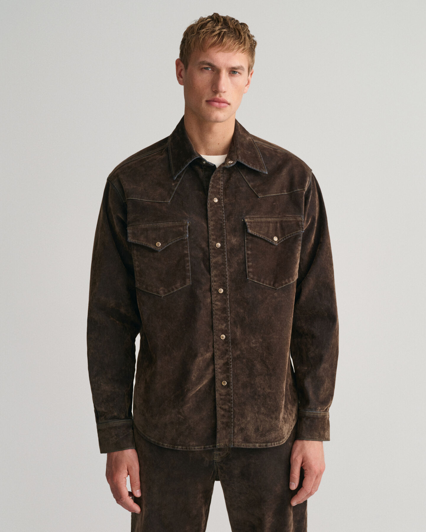 Oversized Rodeo skjorte af velouriseret fl&oslash;jl