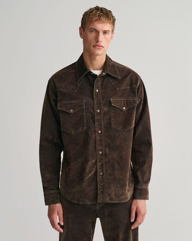 Oversized Rodeo skjorte af velouriseret fl&oslash;jl