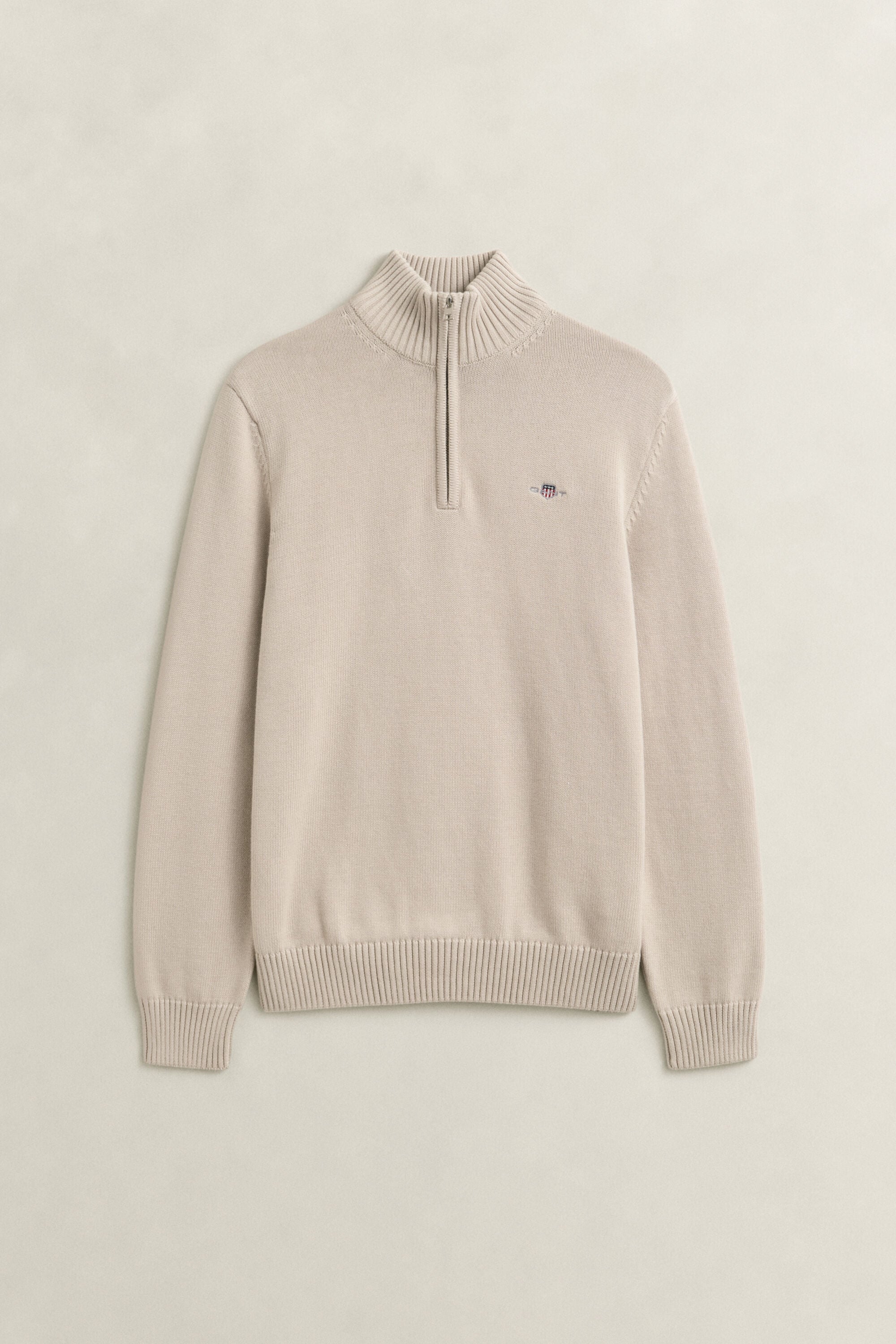 Afslappet sweater i bomuld med halv lynlås