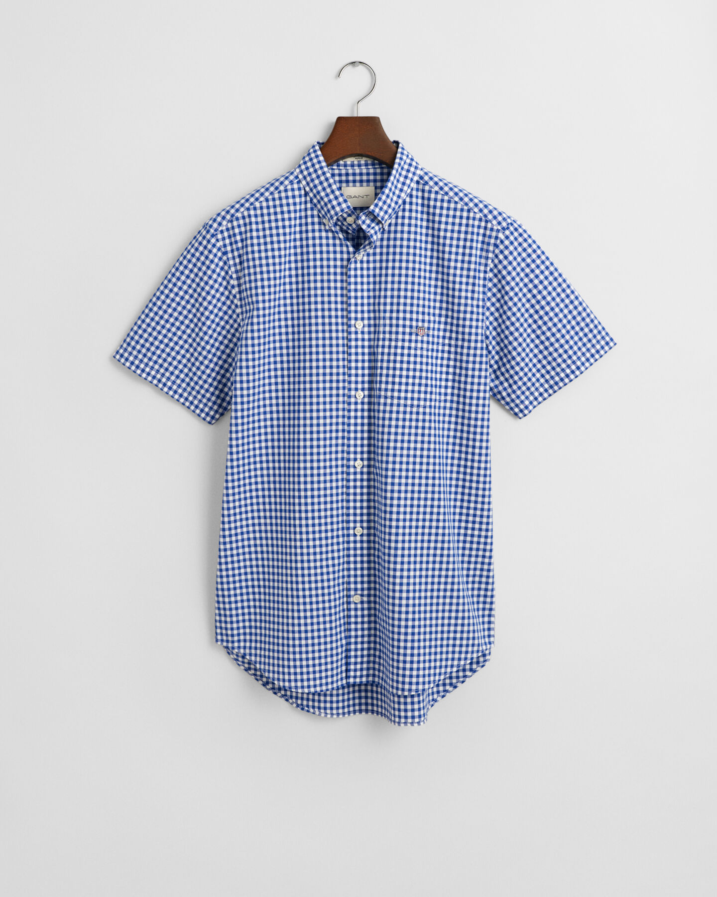 Regular fit klassisk gingham poplin-skjorte med korte ærmer