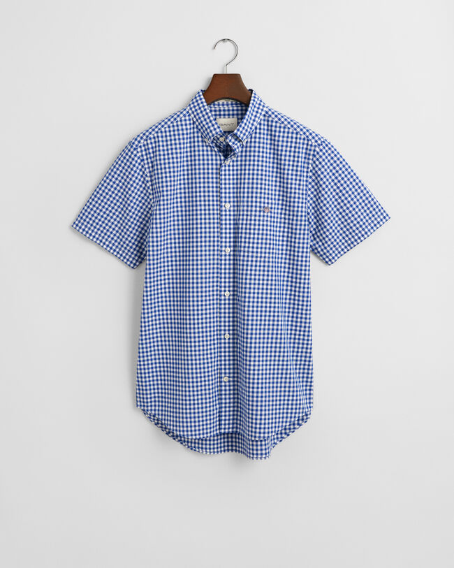 Regular fit klassisk gingham poplin-skjorte med korte ærmer
