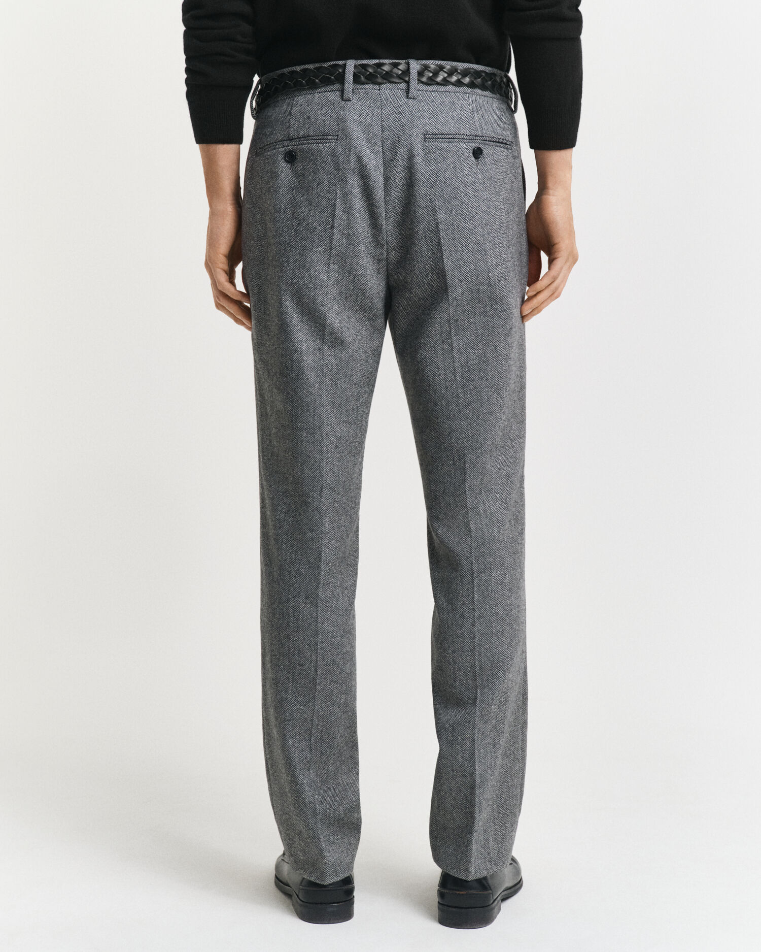 Slim fit jakkesæt-bukser i sildebensmønstret flannel